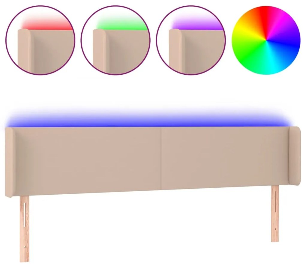 cappuccino színű műbőr LED-es fejtámla 183x16x78/88 cm
