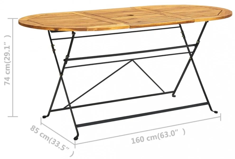 ovális tömör akácfa kerti asztal 160 x 85 x 74 cm