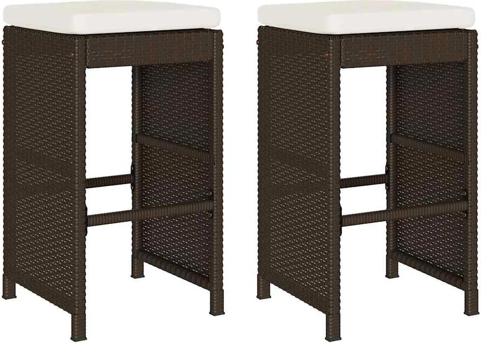 vidaXL 2 db barna polyrattan kerti bárszék párnával