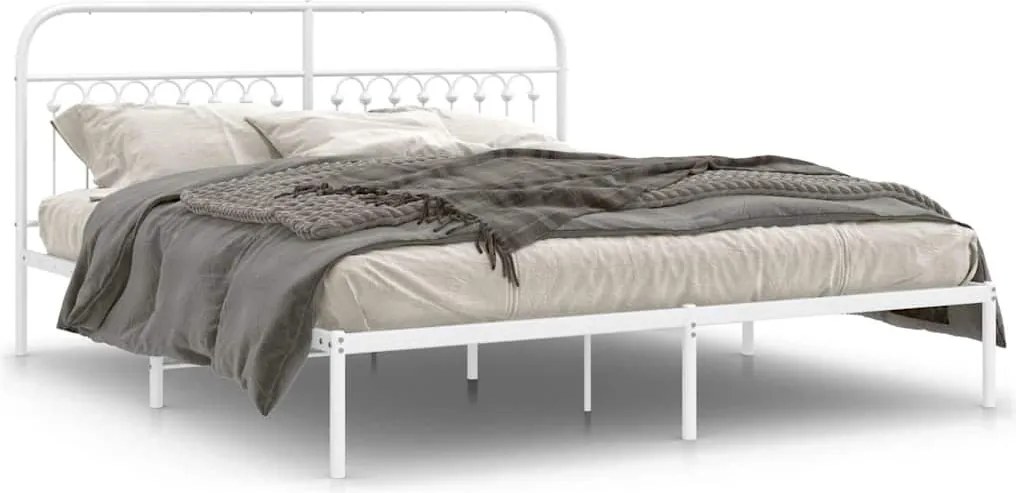 vidaXL fehér fém ágykeret fejtámlával 180 x 203 cm