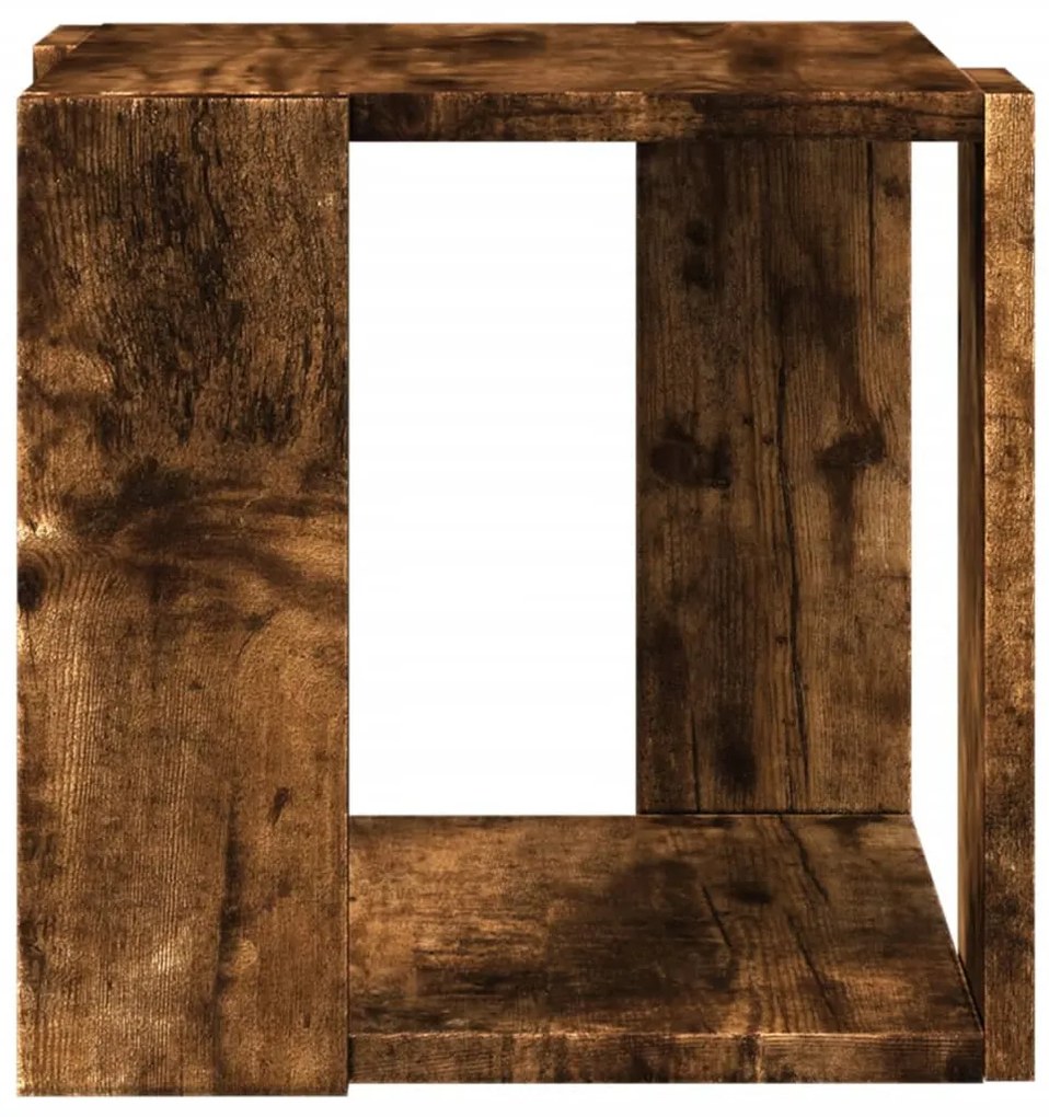 Füstös tölgy színű szerelt fa dohányzóasztal 32 x 32 x 30 cm