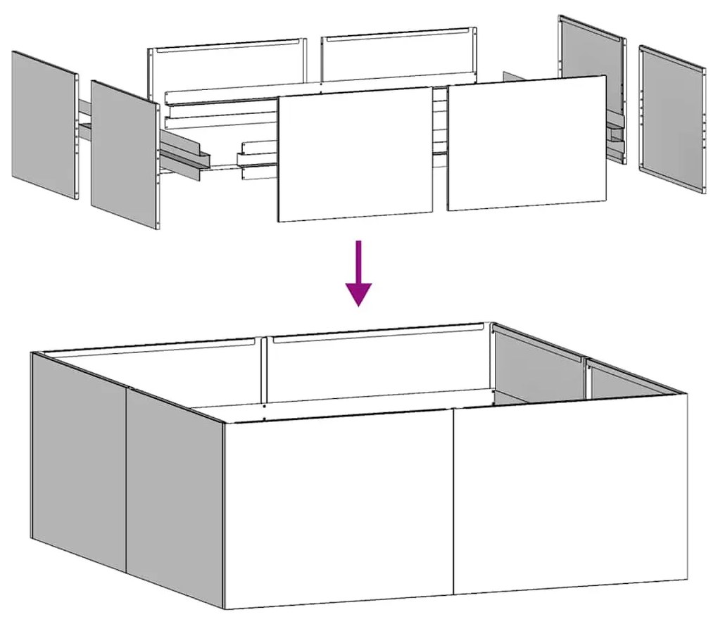 ültetvény fekete 80x80x30 cm acél