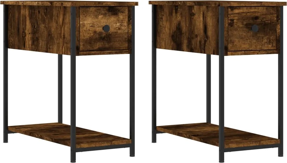 vidaXL 2 db füstös tölgy színű szerelt fa éjjeliszekrény 30x60x60 cm
