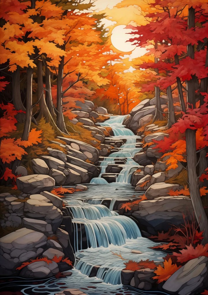 Poszter 21x29,7cm Őszi vízesések