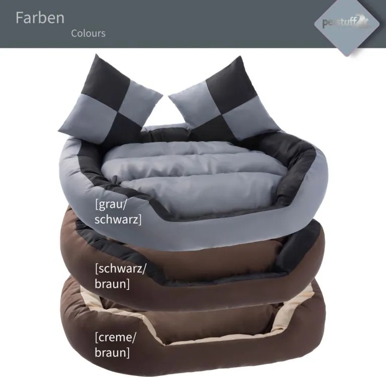 PETSTUFF® Kutyafekhely szürke/fekete 110 x 80 x 23 cm