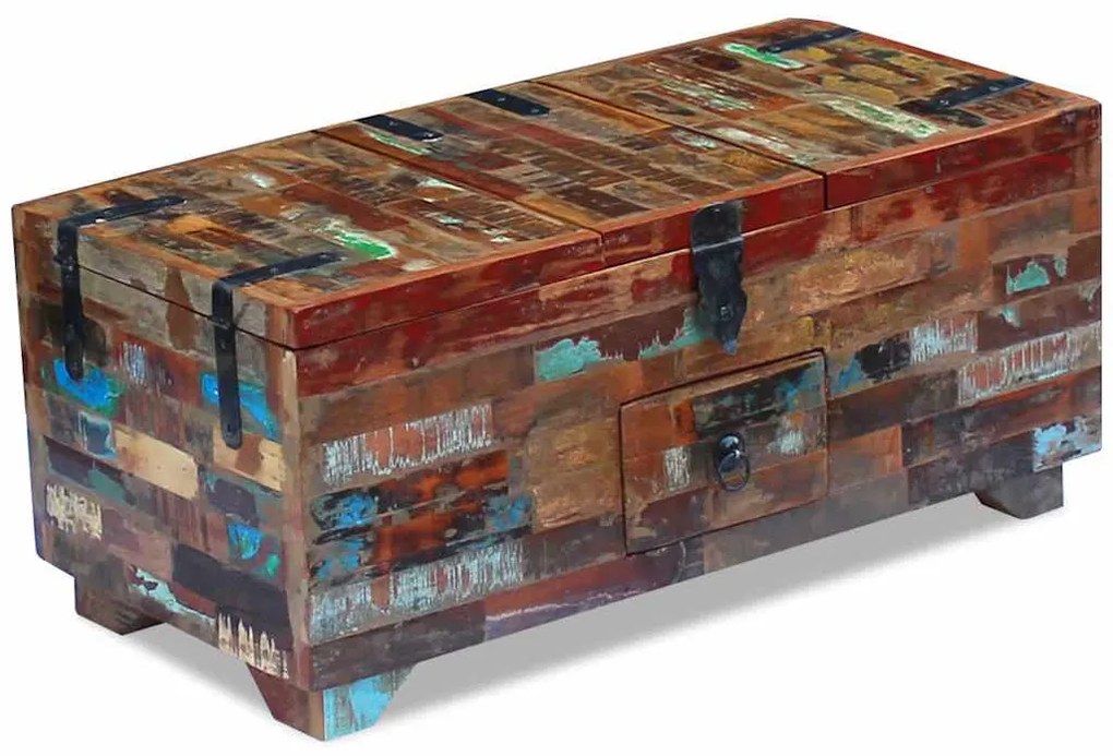 Ládika dohányzóasztal tömör újrahasznosított fa 80x40x35 cm