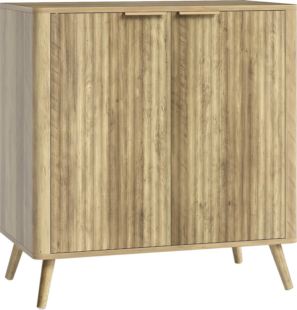HOMCOM Modern Stílusú Rácsozott Buffet Szekrény Tároló Oldalszekrény 2 Ajtós Szekrénnyel és Állítható Polccal - Étkező és Nappali Buffet, 77 x 40 x 81