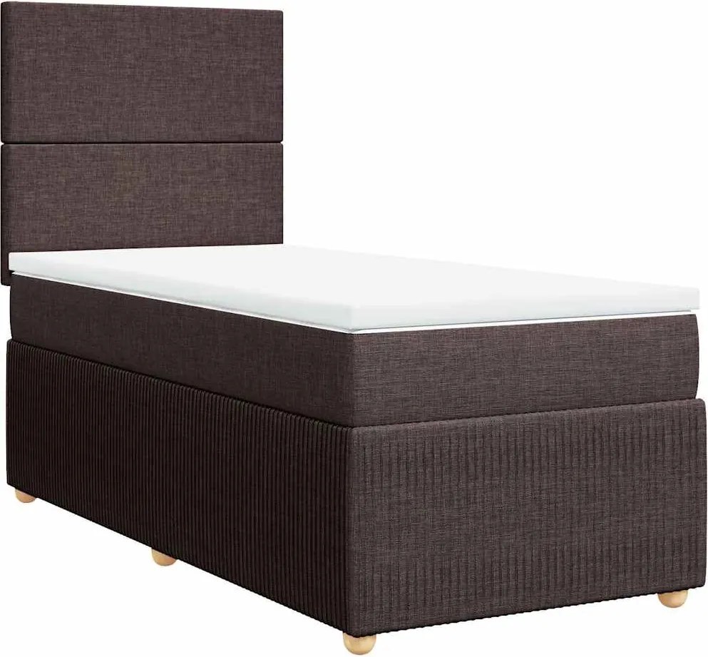 vidaXL sötétbarna szövet rugós ágy matraccal 90 x 190 cm