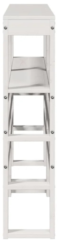 fehér tömör fenyőfa fejtámla polcokkal 120 cm