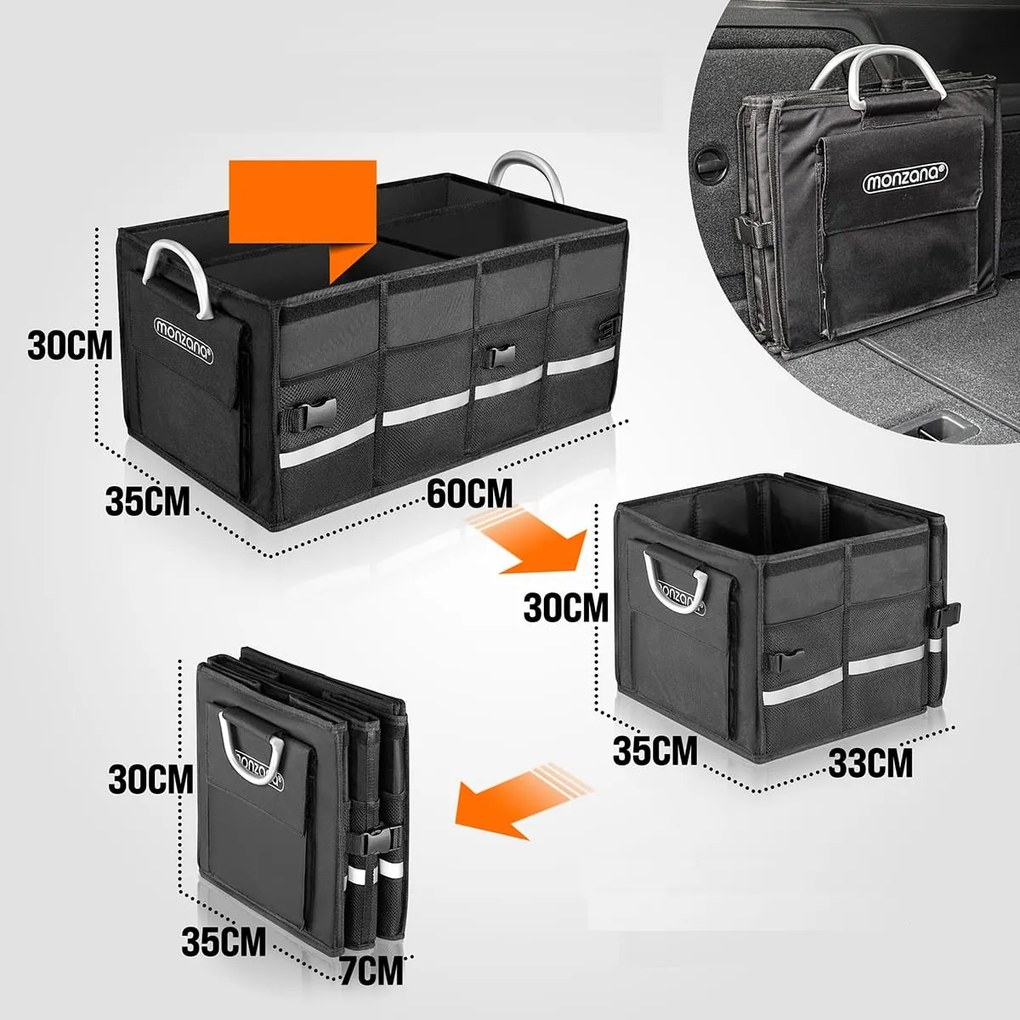 LEROY csomagtartó rendező, 63l, 60x35x30cm, fekete Monzana