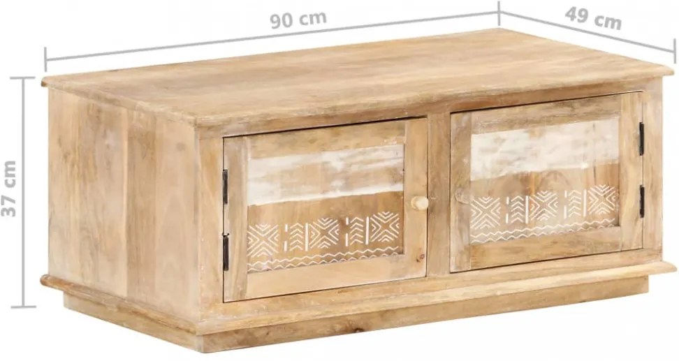 Tömör mangófa dohányzóasztal 90 x 49 x 37 cm