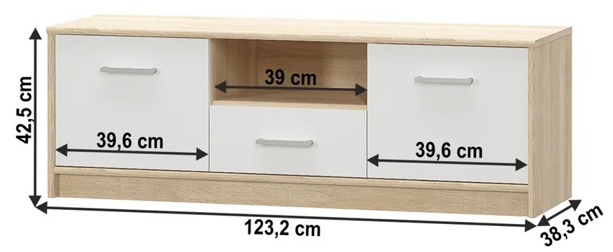 TEYO 2D1S TV-állvány, fehér