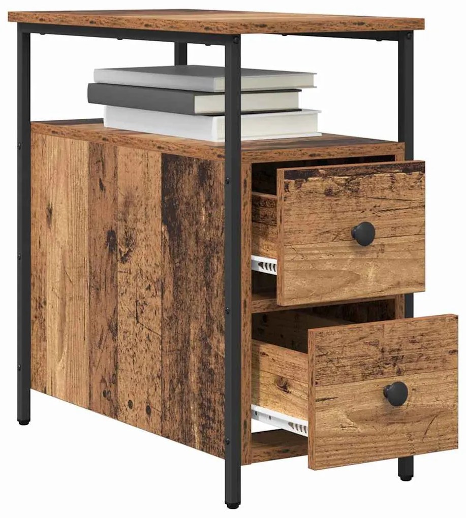 Éjjeliszekrény fiókkal 2 pcs Régi fa 30 x 60 x 60 cm Faanyag