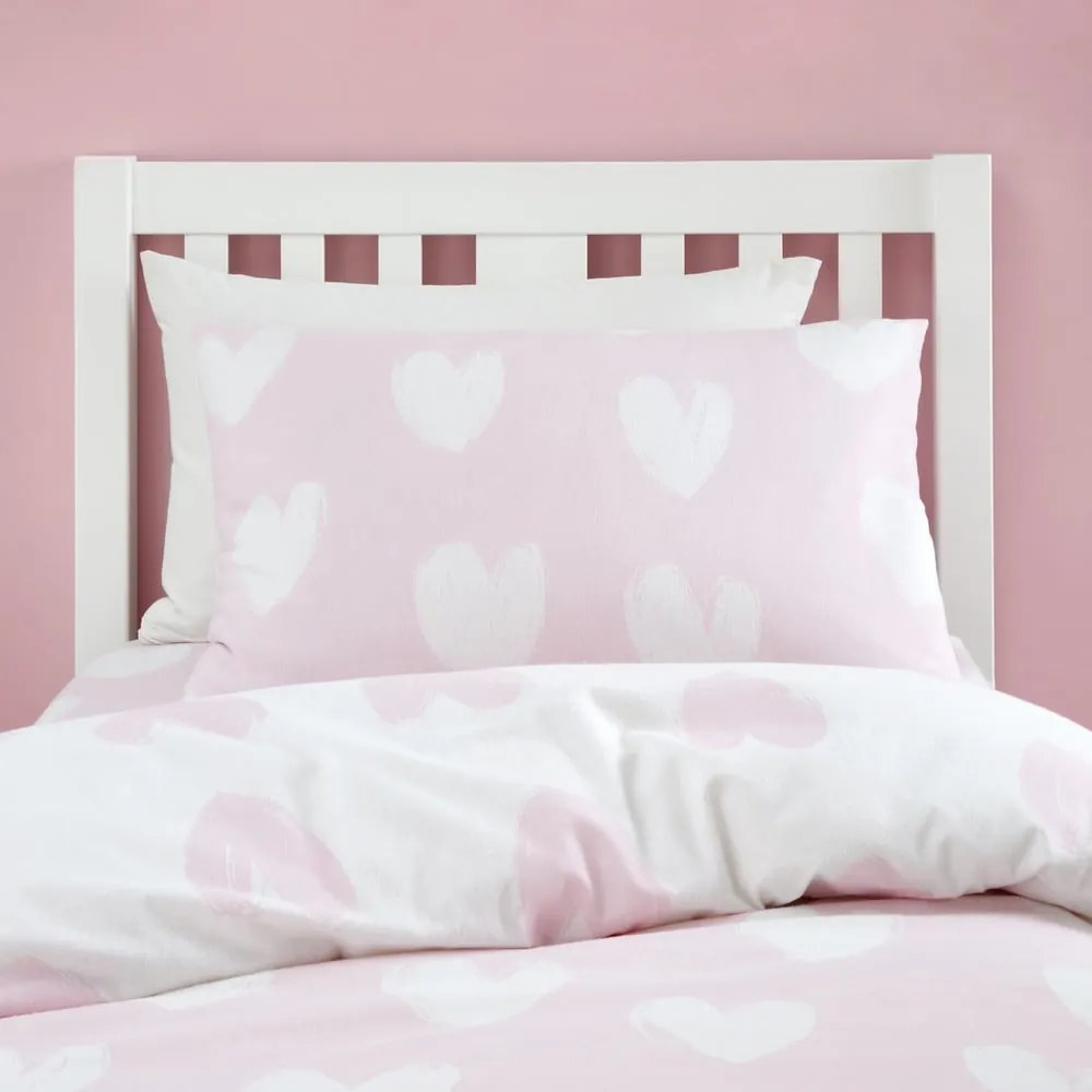 Egyszemélyes flanel gyerek ágyneműhuzat 135x200 cm Hearts – Catherine Lansfield