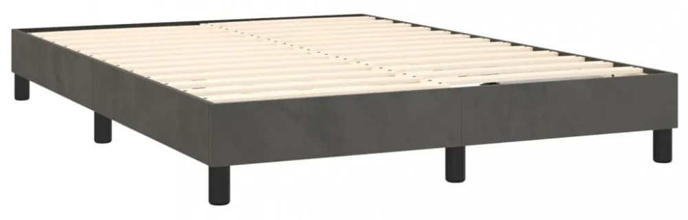 sötétszürke bársony rugós és LED-es ágy matraccal 140x190 cm