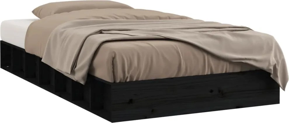 vidaXL fekete tömör fa ágykeret 75 x 190 cm (Small Single)