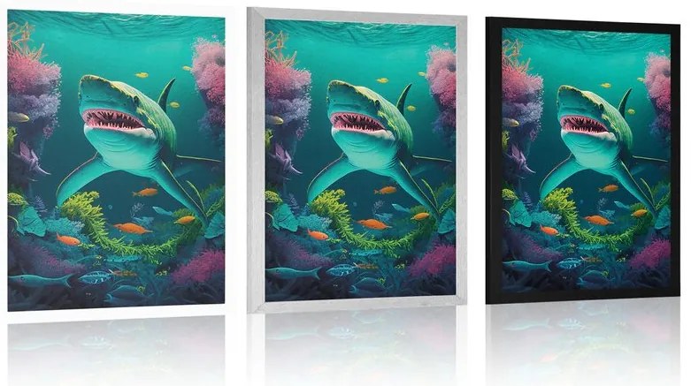 Poszter szürrealista cápa