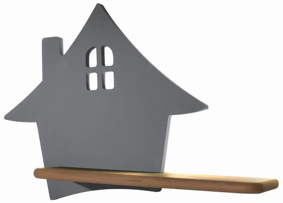 LED gyerekszoba falilámpa polccal HOUSE LED/4W/230V szürke/fa