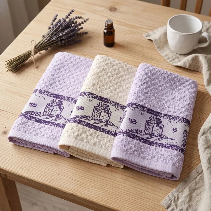 Lavender frottír konyharuha szett 3 db