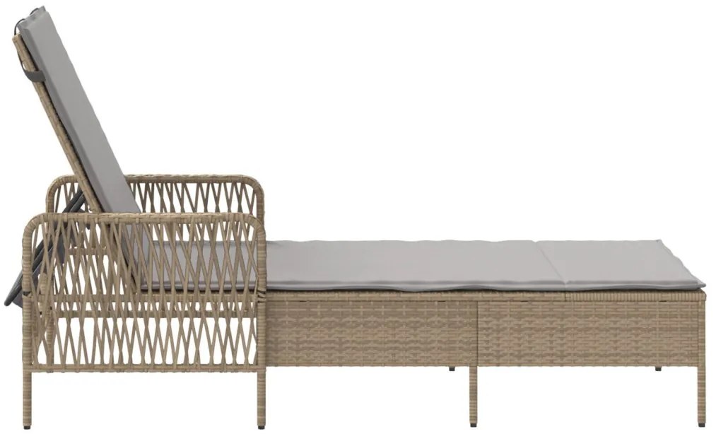 Napozóágy Bézs és világosszürke PE rattan 157 x 55 x 92 cm