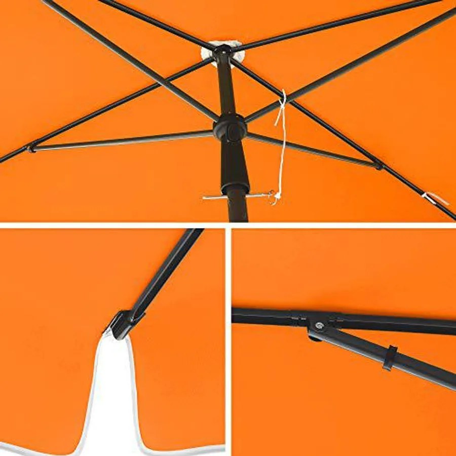 Téglalap alakú erkély napernyő 2 x 1,25 m, UPF 50+ védelem, talp nem tartozék, narancs