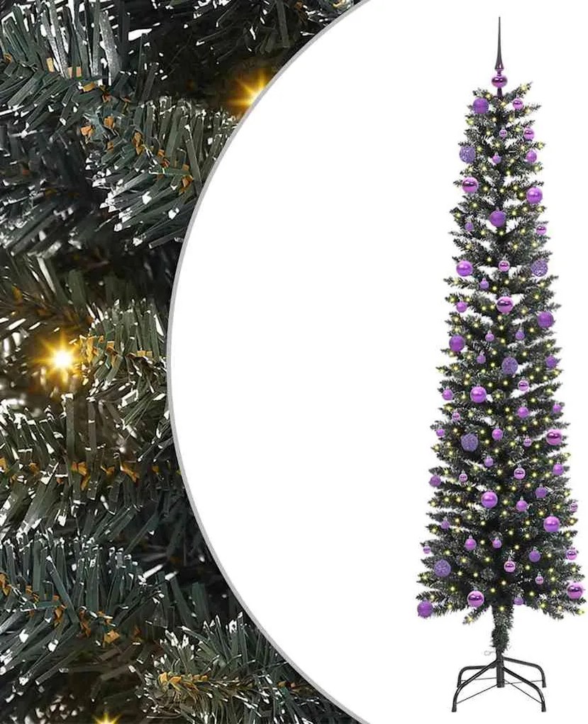 vidaXL Mű karácsonyfa 300 LED-del Zöld 210 cm PVC és Műanyag és Acél