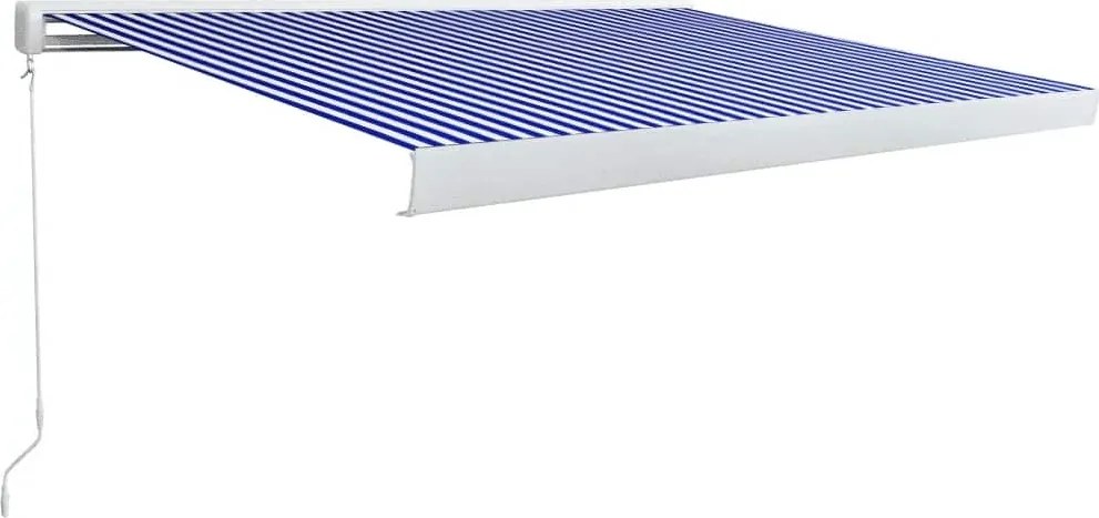 vidaXL kék és fehér manuális, kazettás napellenző 400 x 300 cm