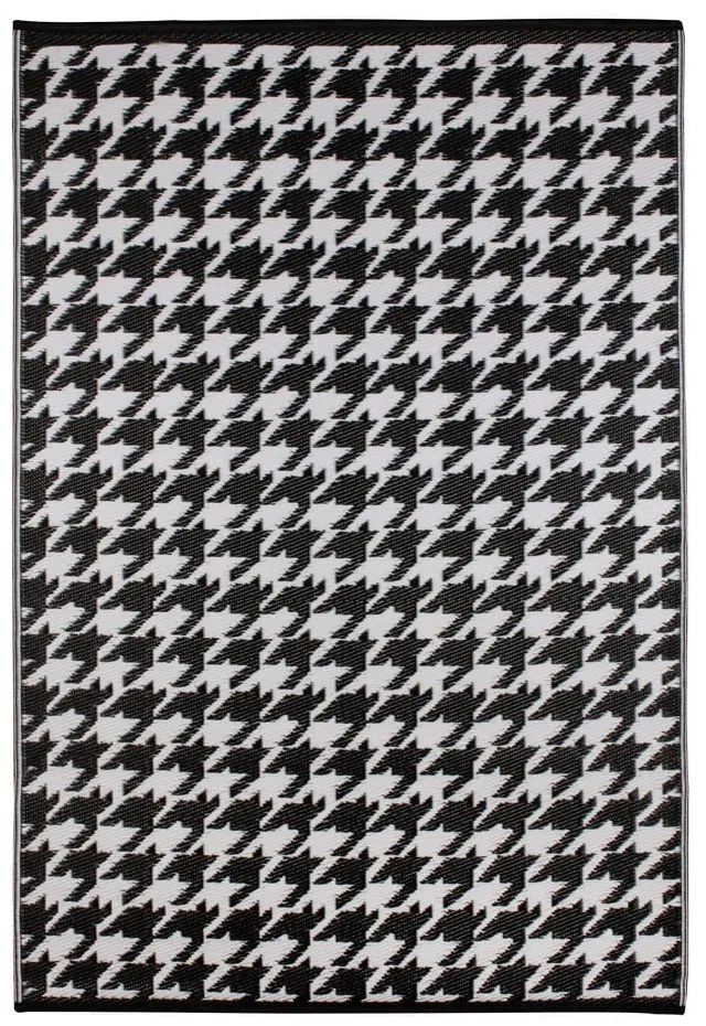 Houndstooth fekete-fehér kültéri szőnyeg, 120 x 180 cm - Green Decore