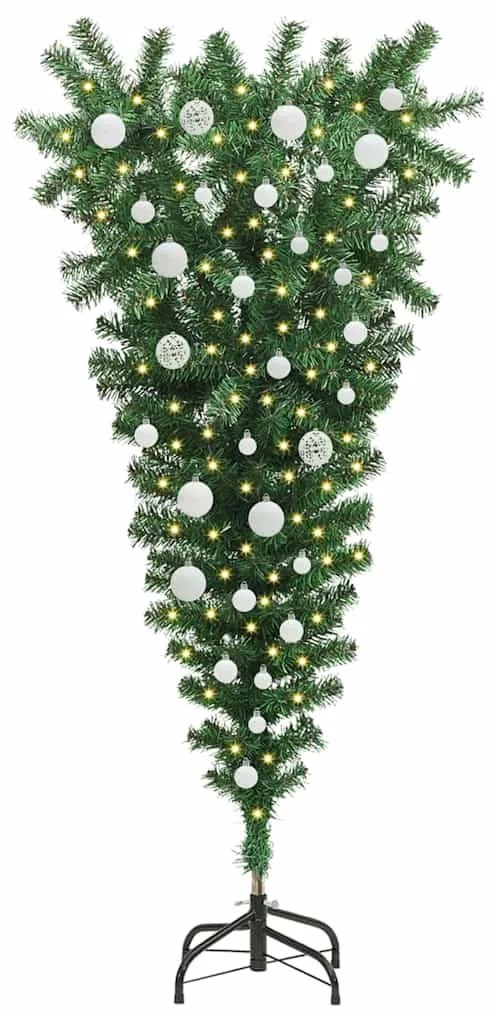 Felfordított Műfenyő Előre Bekapcsolt Karácsonyfával és Gömbökkel