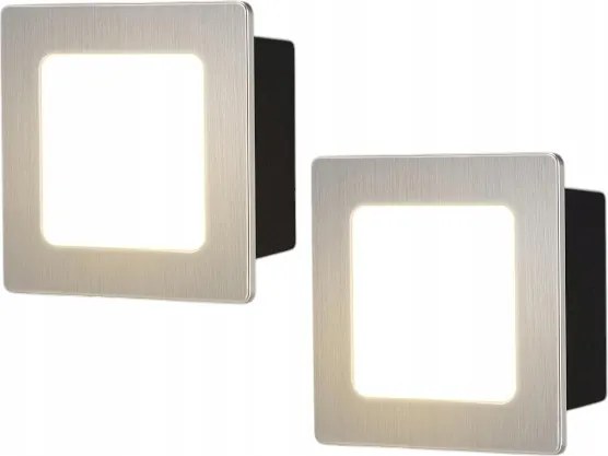 Letlit 2 db-os Led lépcsőlámpa szett 3W 300lm 3000K IP65 nikkel 85x85mm