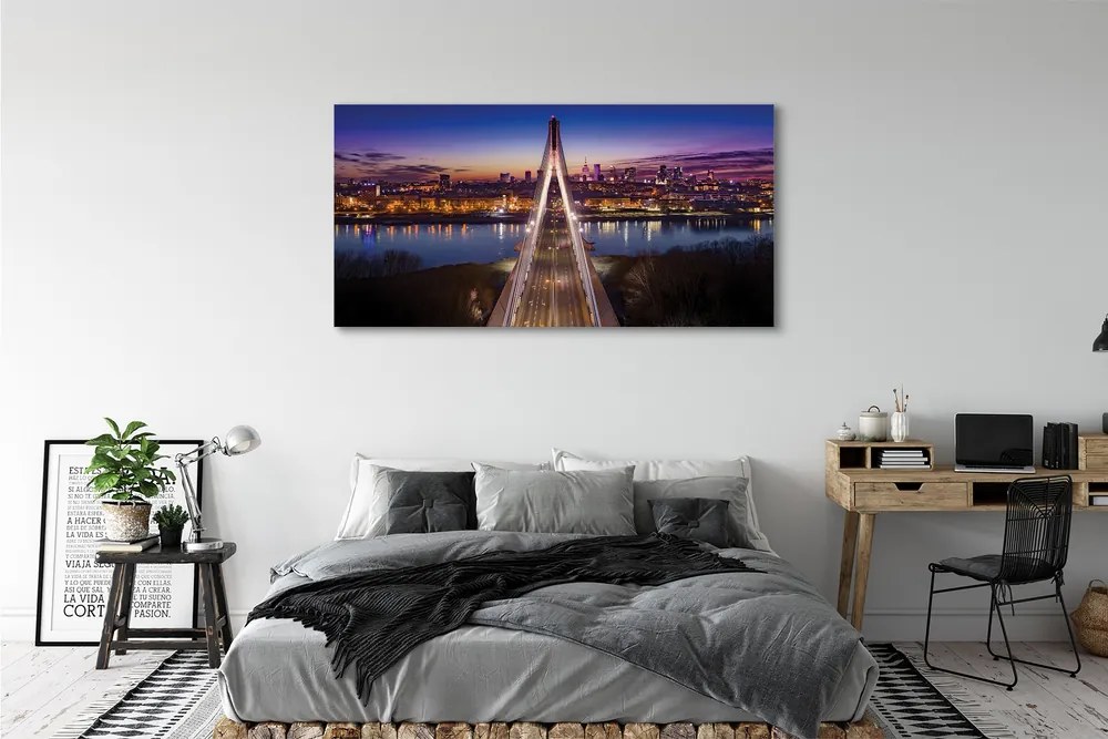 Canvas képek Varsó panoráma folyó híd 100x50 cm