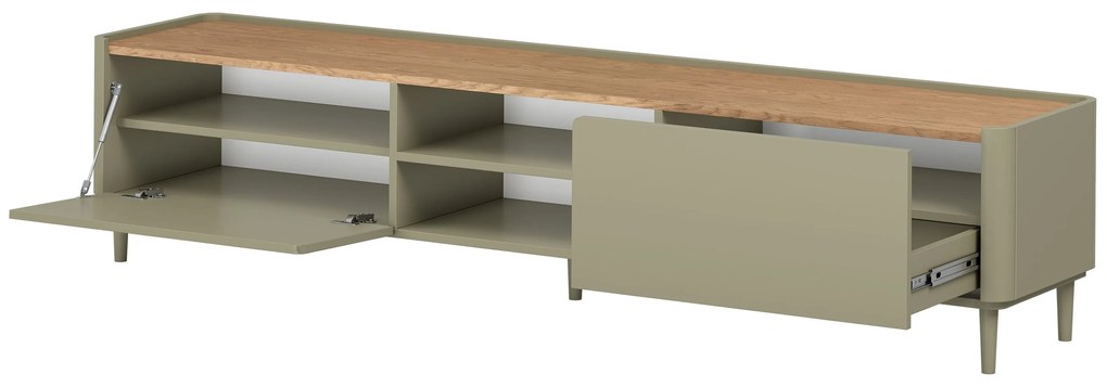 Elivo TV állvány 220 cm fém lábakon - eukaliptusz / baltic dune tölgy