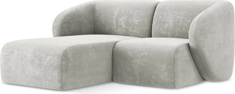 Világosszürke zsenília sarokkanapé (bal oldali-heverő résszel) Lani – Makamii