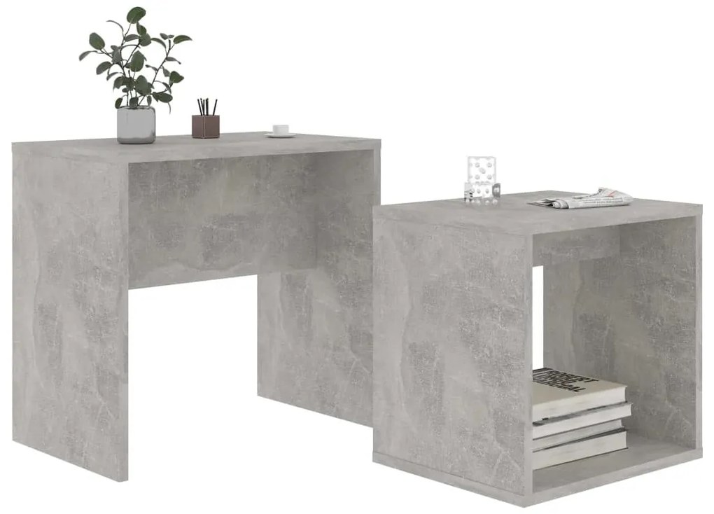 Betonszürke szerelt fa dohányzóasztal szett 48 x 30 x 45 cm