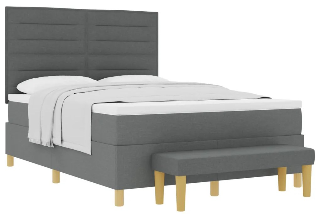 Boxspring ágy matraccal és paddal Sötétszürke 140x200 cm Szövet