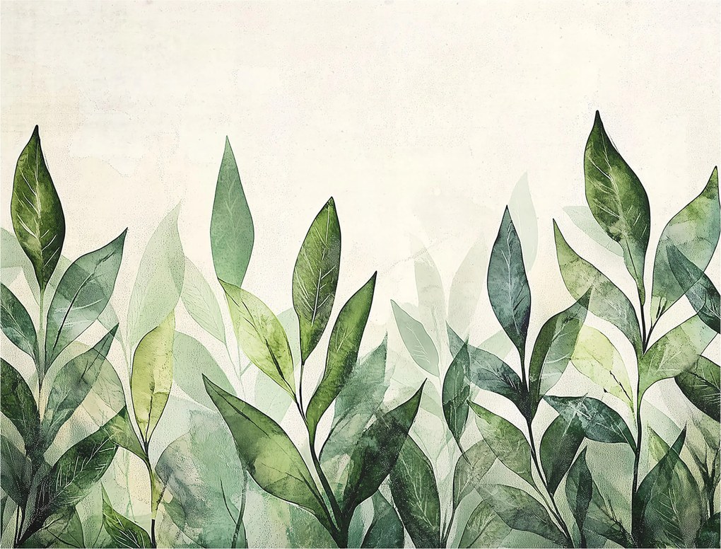 Fotótapéta Akvarell zöld Erdei frissesség Botanikus kert 460x300 +ragasztó