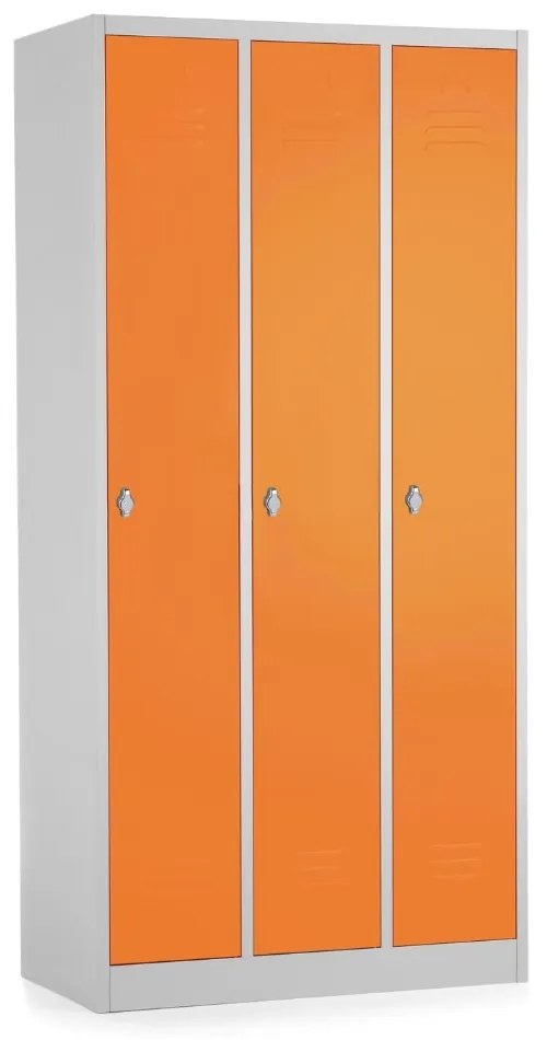 Fém szekrény - 3 szakasz, 90 x 50 x 180 cm, csavaros zár, narancs - ral 2004
