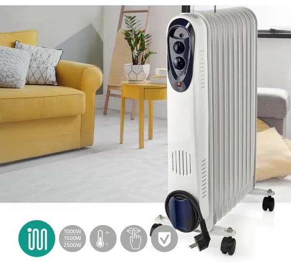 Nedis HTOI30WT11 - Hordozható olajfűtő 11 bordával 1000/1500/2500W/230V