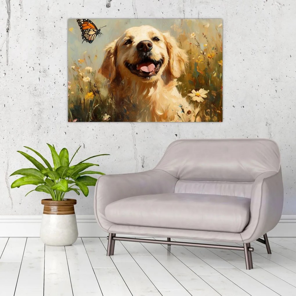 Kép - Boldog kutyus (90x60 cm)