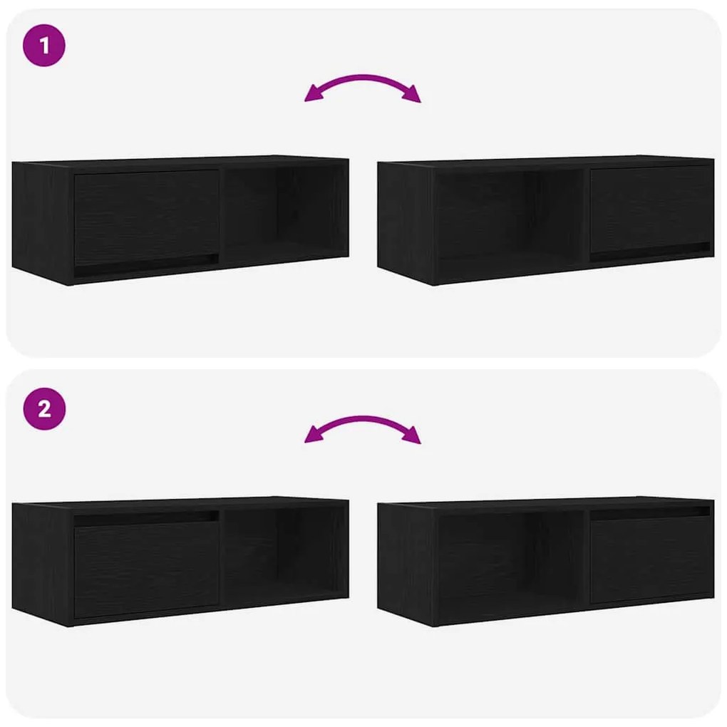 fekete tölgy színű szerelt fa TV-szekrény 80x31x25,5 cm