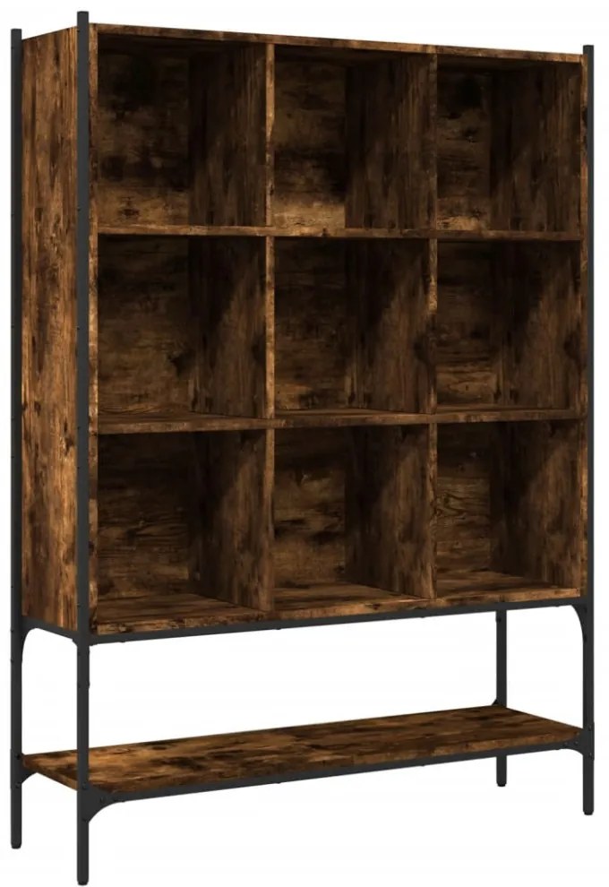 füstös tölgy színű szerelt fa könyvszekrény 102 x 30 x 141,5 cm