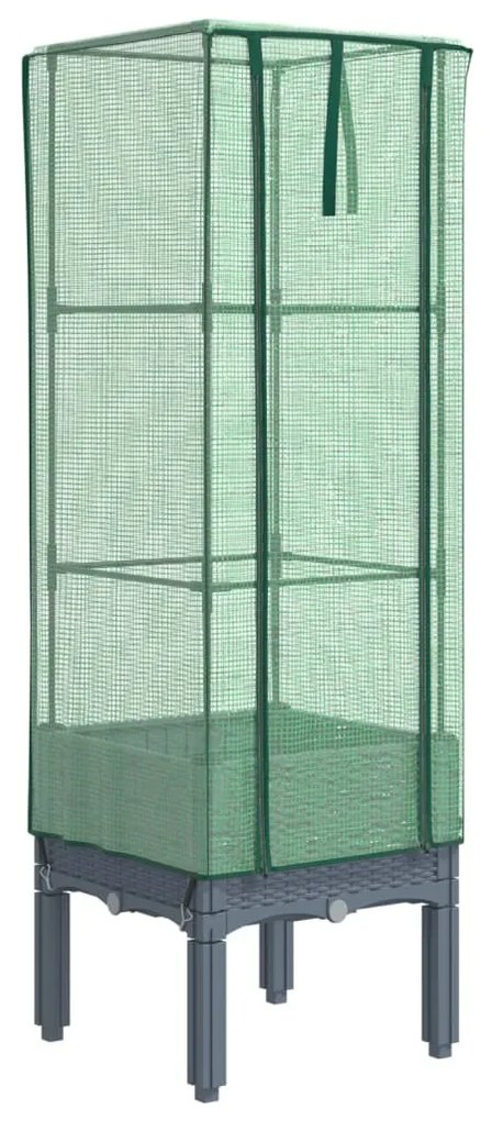 Rattan megjelenésű magaságyás melegháztakaróval 40x40x140 cm