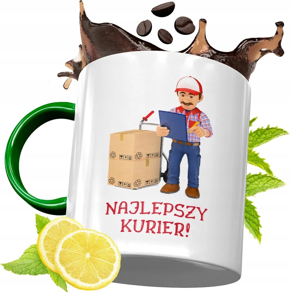 Zöld Bögre Futárnak Születésnapi Ajándék Nyomtatott Fotóval