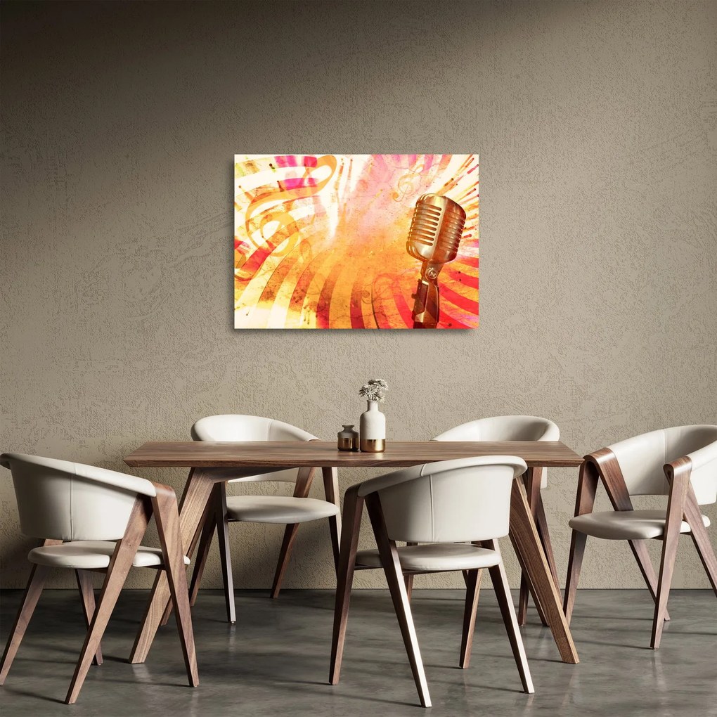 Kép - Retro mikrofon (üvegen) (70x50 cm)