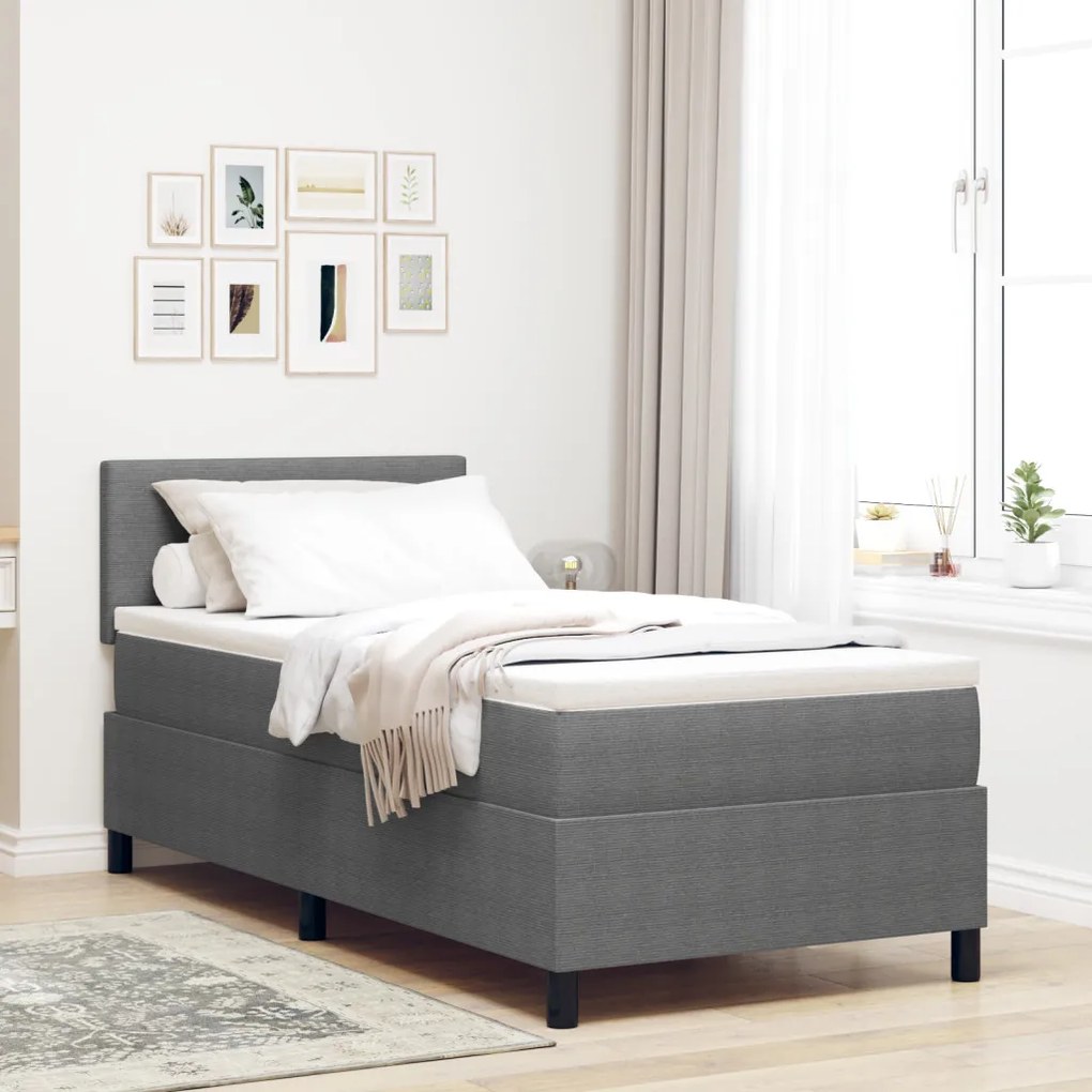 Box Spring Ágy Matrac&LED Fény Szürke 80x200 cm Bársony Szövet
