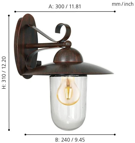 EGLO 83589 - MILTON kültéri fali lámpa 1xE27/60W