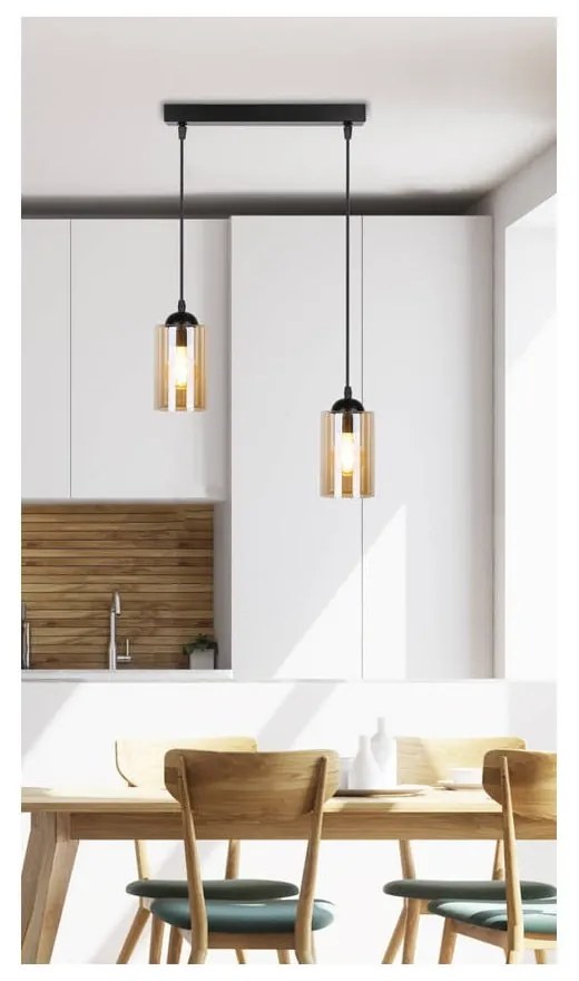 Fekete függőlámpa üveg búrával 10x34 cm Bistro – Candellux Lighting