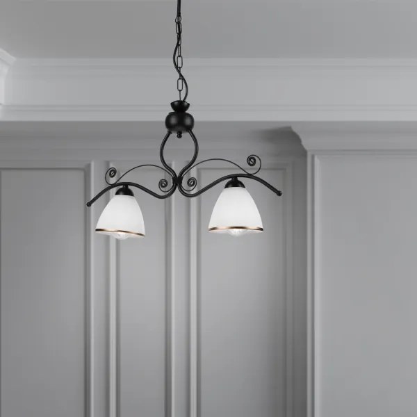 Csillár láncon RETRO 2xE27/60W/230V matt fekete