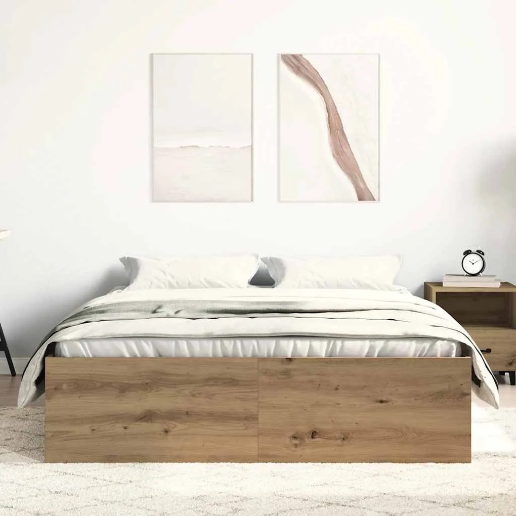 kézműves tölgy szerelt fa ágykeret matrac nélkül 135x190 cm