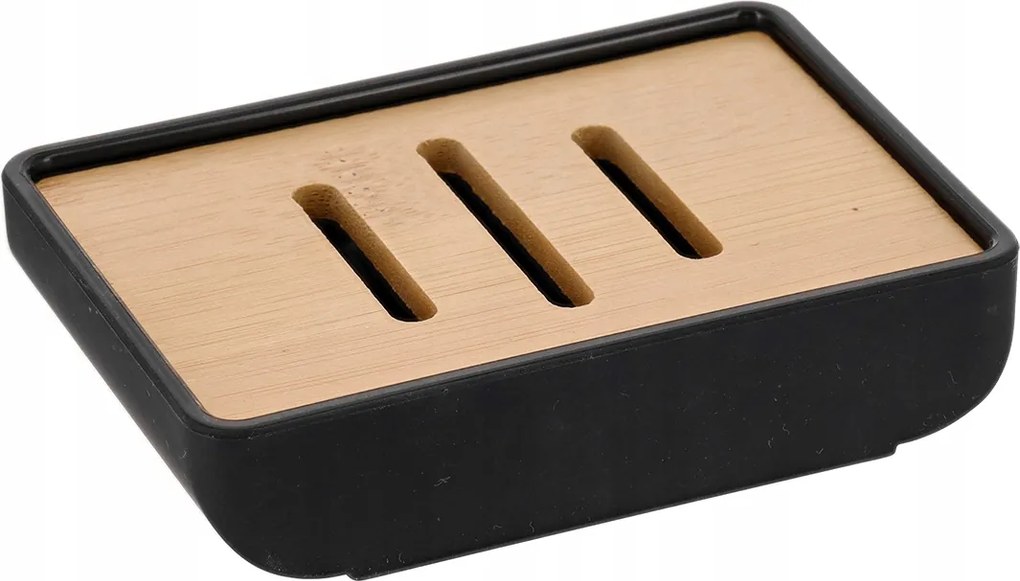 Tempesti szappantartó fekete matt betéttel Fekete Bambusz fürdőszoba stílusos